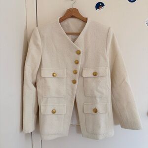 New Elegant Cream Jacket with Gold Accents